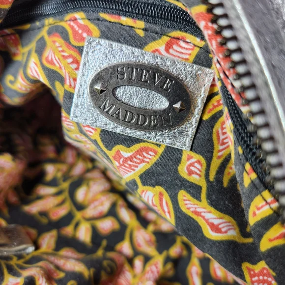 Steve Madden Vegan Silver Metallic Studded Purse Shoulder Bag Y2K Punk Medium - Picture 13 of 16